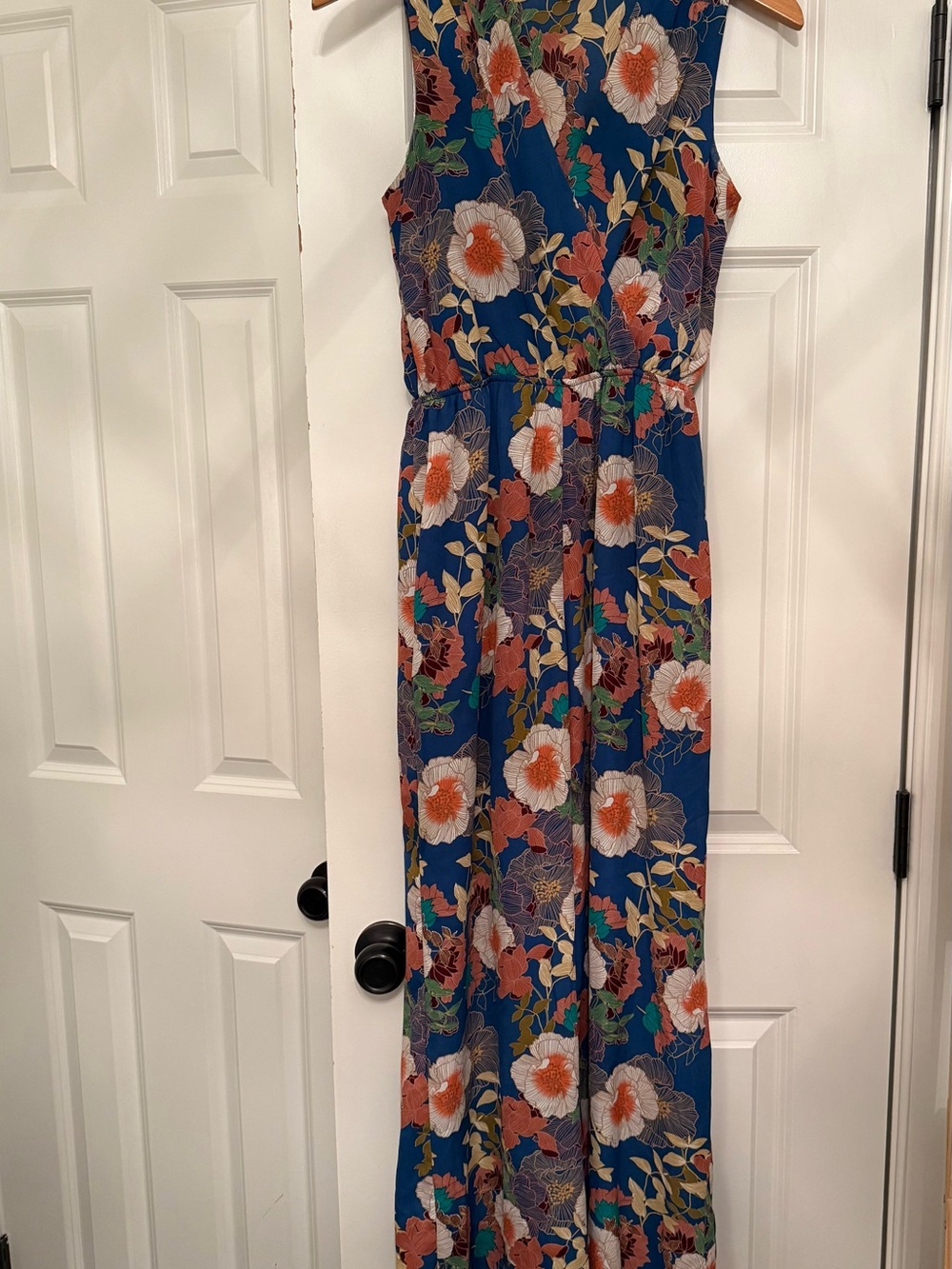 Monteau Navy Floral Sleeveless Wide-Leg Jumpsuit